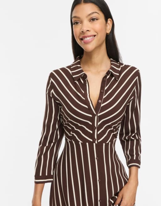 Vila Hemdblusenkleid in Kaffeebraun, 4 von 7