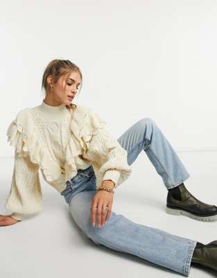 high neck chunky knit jumper