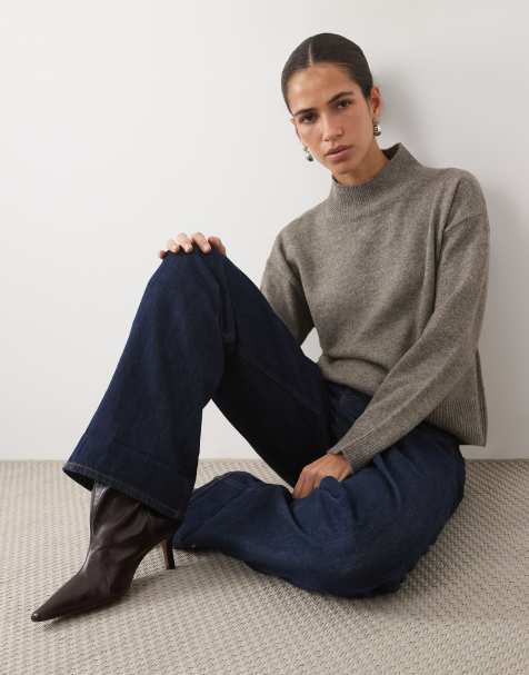Vila high neck knitted jumper co-ord in light brown melange - view 1