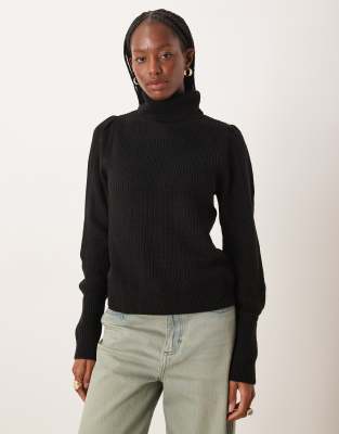 Vila Curve high neck jumper in brown
