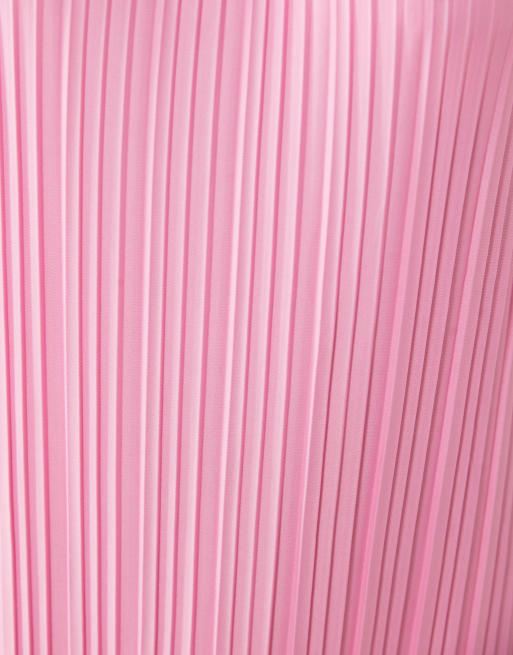 Vila high neck plisse maxi dress in light pink, 3 of 4