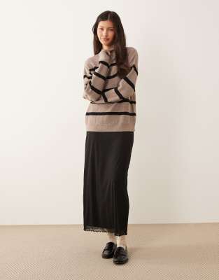 Vila High Neck Super Soft Sweater In Multi