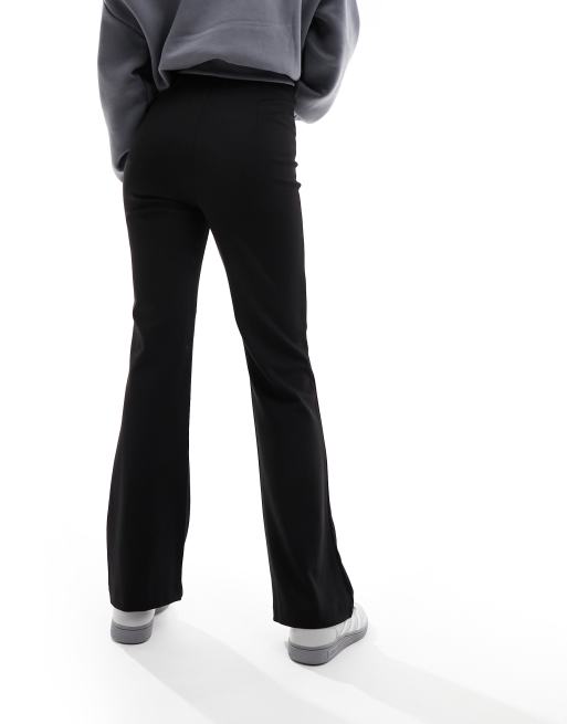 Black Pin Tuck High Waisted Flared Trouser