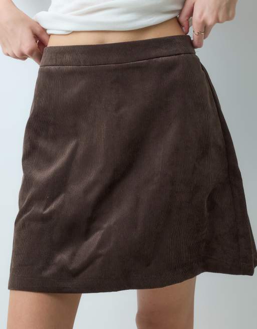 Vila high waist cord mini skirt in chocolate brown, 3 of 5