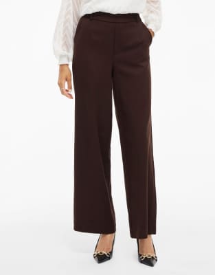 Vila Damen Coffee Bean Anzughose "Vivarone Hw Wide Pant - Noos" Materialmix Slim Fit von Baur - Bild 5