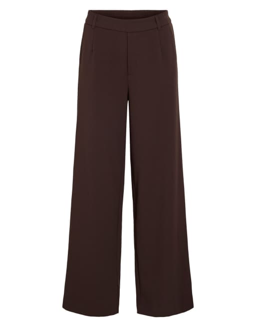 Vila High-Waist-Hose mit weitem Bein in Braun, 5 von 6