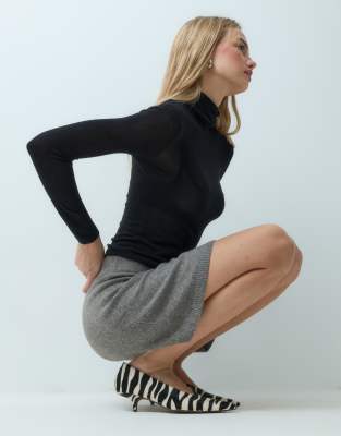 Vila High Waist Knitted Mini Skirt Co-ord In Brown