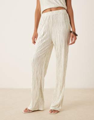 Vila High Waist Plisse Wide Leg Pants