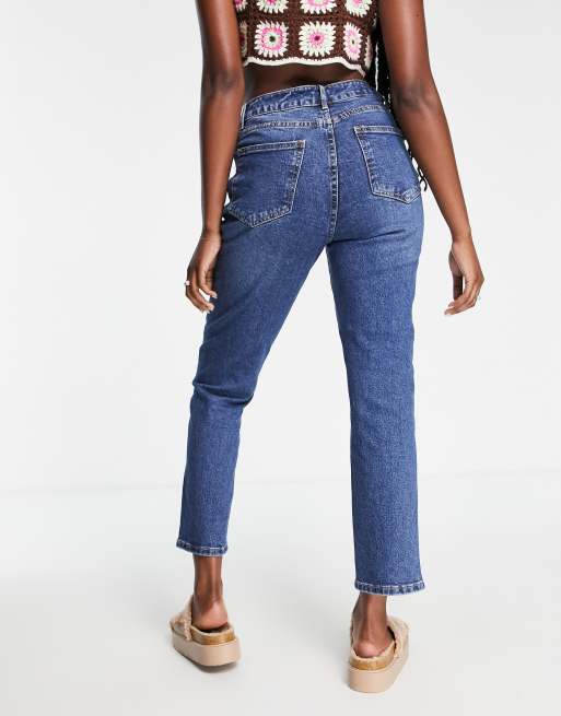 Vila high waist slim leg cropped jeans in blue, 2 of 4