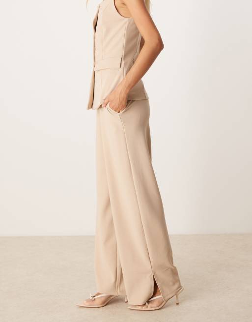 Vila high waist tailored pants in stone - part of a set, 2 of 5