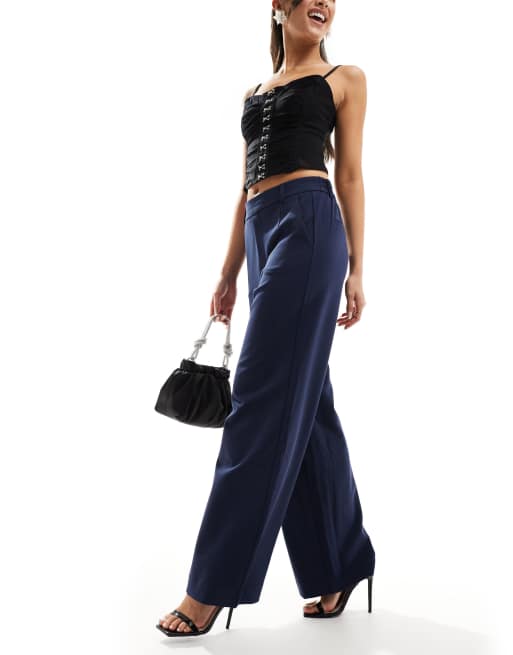 Vila high waist wide leg trouser in navy, 5 of 5