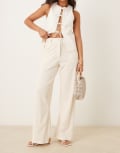 [Vila] VILA high waisted corduroy pants in cream-White XS Birch