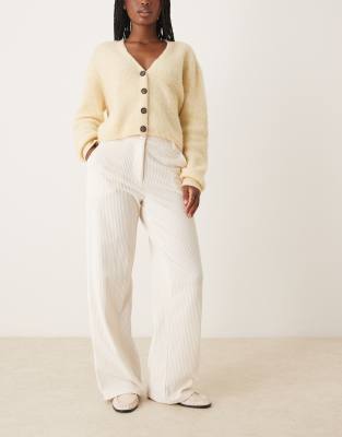Vila Vila high waisted corduroy trousers in cream-White