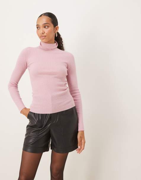Vila high waisted faux leather shorts in black - view 1