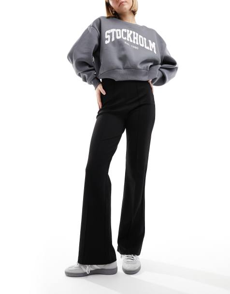 Vila high waisted pin tuck pull on pants in black - view 1