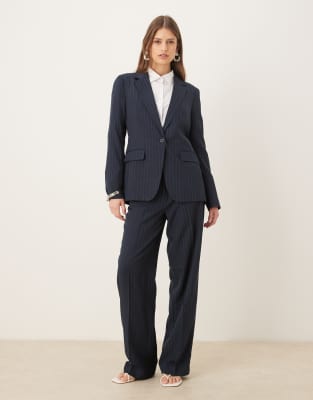 Vila High Waisted Tailored Pants In Blue