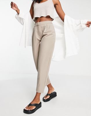 Vila high waisted trousers in brown