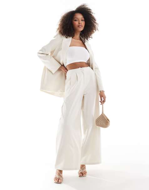 Vila high waisted volume pants in beige (part of a set) - view 1