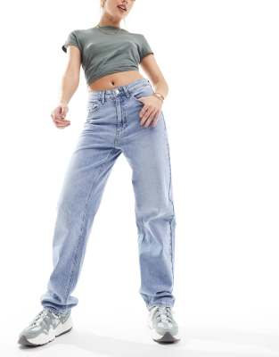 Vila Vila high waisted wide leg jeans in light blue wash