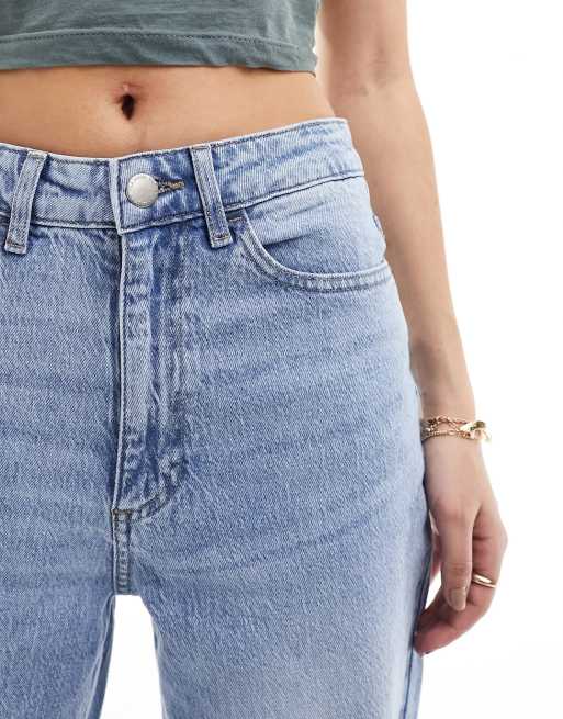 Vila high waisted wide leg jeans in light blue wash, 3 of 5