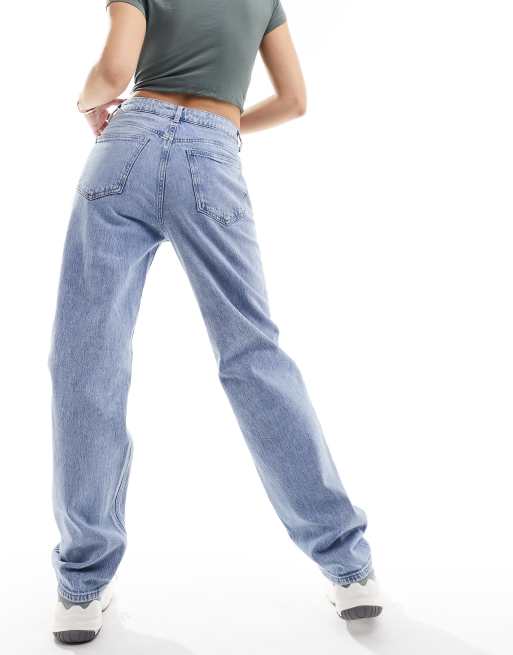 Vila high waisted wide leg jeans in light blue wash, 4 of 5
