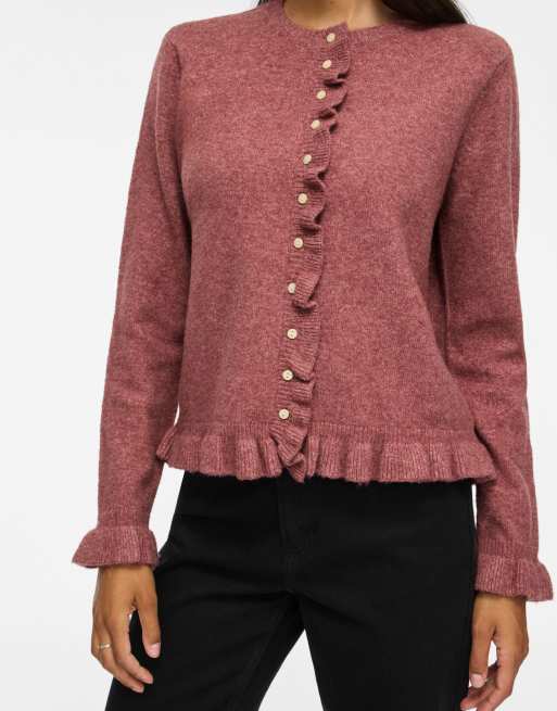 Vila Jacia cardigan lavorato a maglia girocollo rosa, 5 di 7