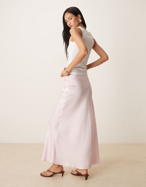 Vila – Jasnoróżowa satynowa spódnica maxi, 4 z 5