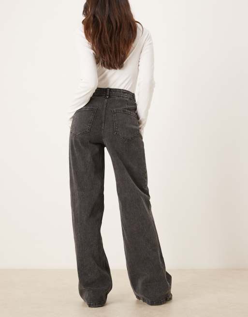 VILA - Jeans a fondo ampio grigio scuro con cuciture sul davanti, 3 di 5