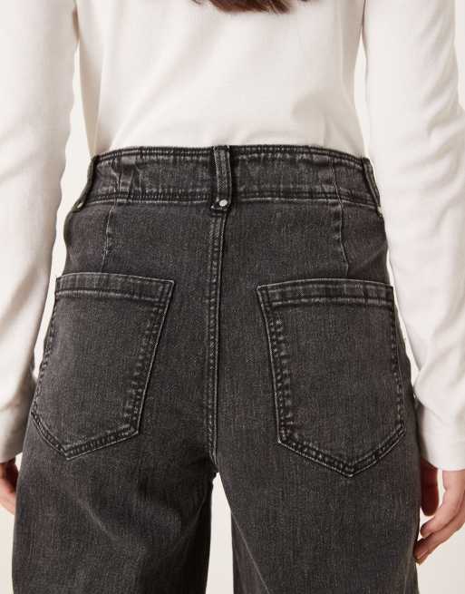 VILA - Jeans a fondo ampio grigio scuro con cuciture sul davanti, 5 di 5