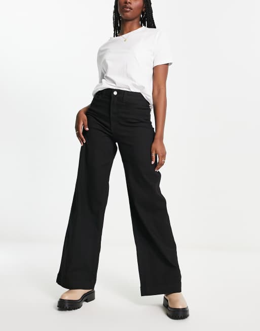 Vila – Jeans in Schwarz mit weitem Bein