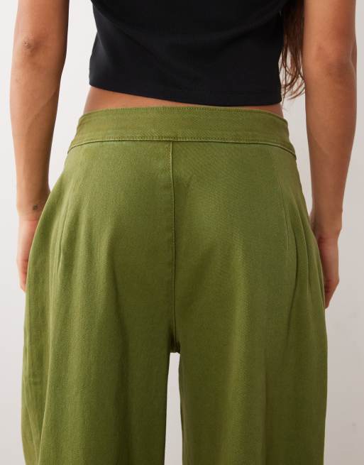 VILA jeans met barrel pijpen in avocado, 2 van 5