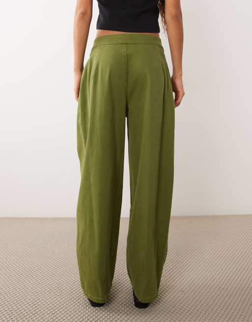 VILA jeans met barrel pijpen in avocado, 3 van 5