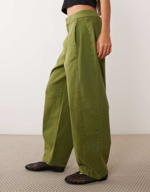 VILA jeans met barrel pijpen in avocado, 4 van 5