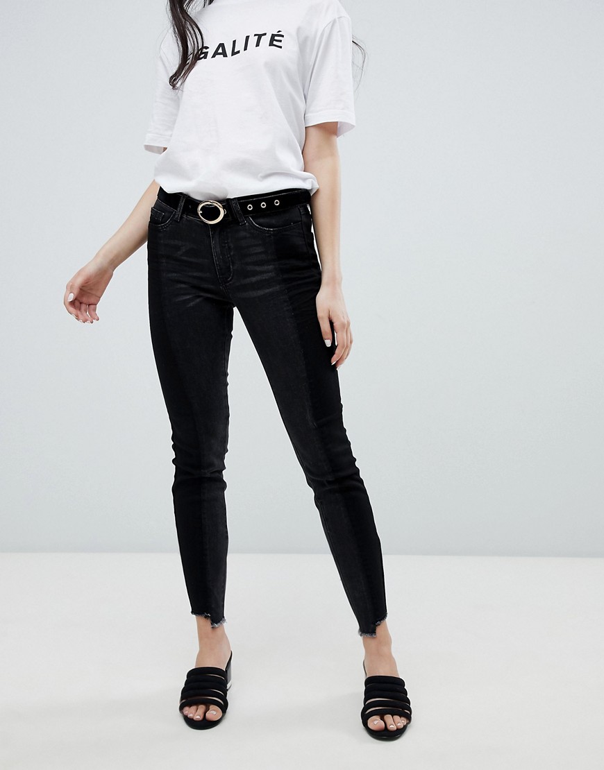 Vila - Jeans met ongelijke zoom-Zwart