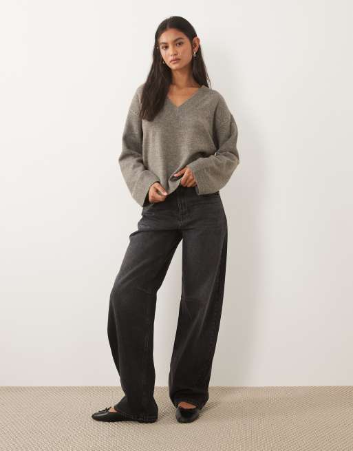 Vila - jersey de punto oversize con cuello de pico en falcon melange, 2 de 4