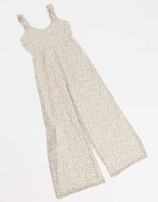 cream floral jumpsuit