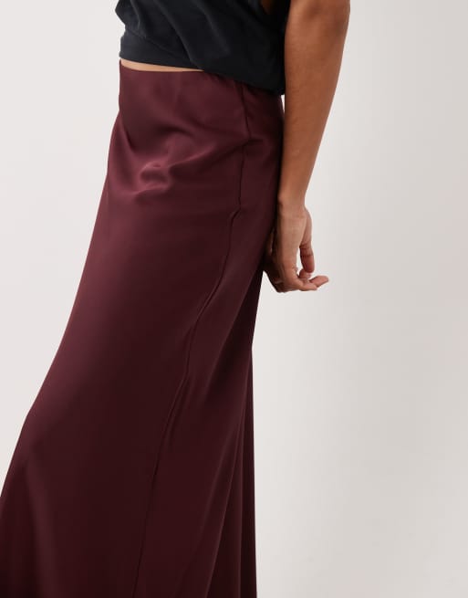 VILA - Jupe longue en satin - Bordeaux profond, 5 de 5