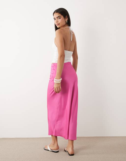 Vila - Jupe longue en satin - Rose vif , 3 de 5