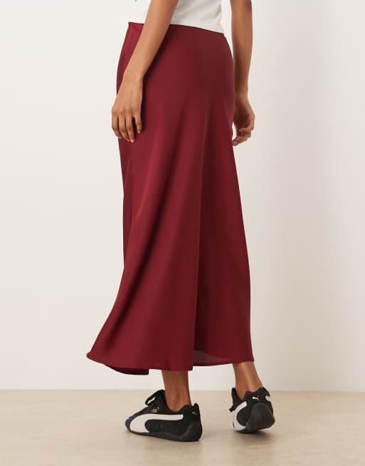 Vila - Jupe longue en satin - Rouge cabernet, 5 de 5