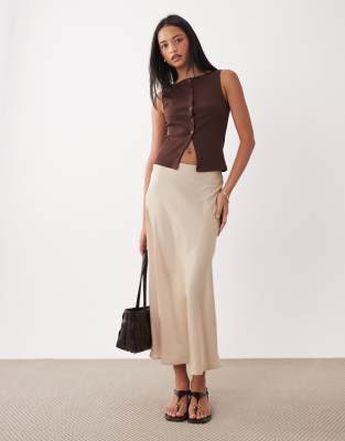 Jupe longue en satin - Sable-Neutral 42