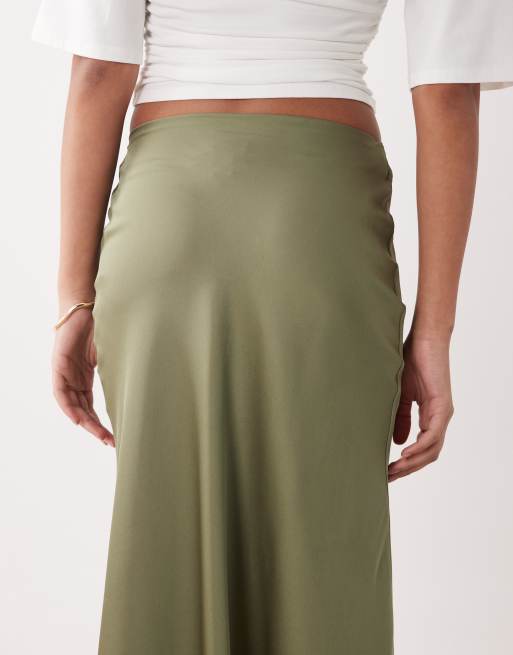 Vila - Jupe longue en satin - Vert huilé, 5 de 5