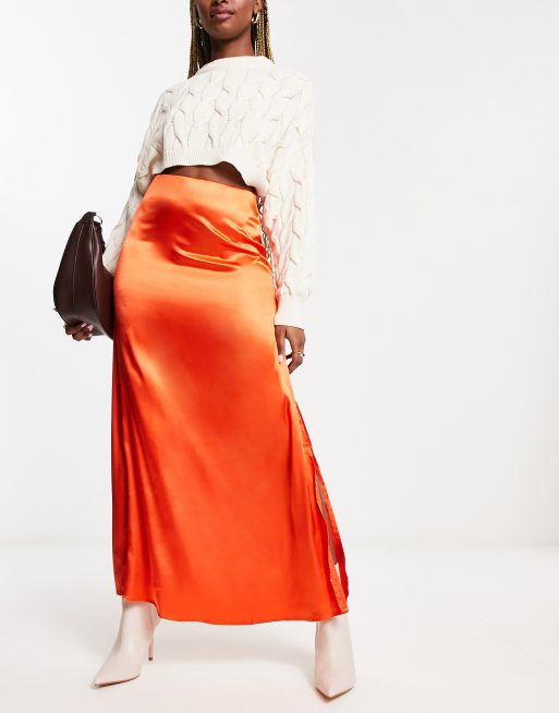 Jupe satin orange hot sale