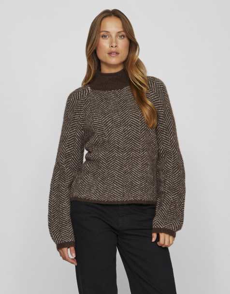 VILA - Kaffebrun pullover i strik - view 1