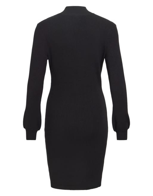 Vila Kalia high neck long sleeve slim fit mini dress in black, 7 of 7