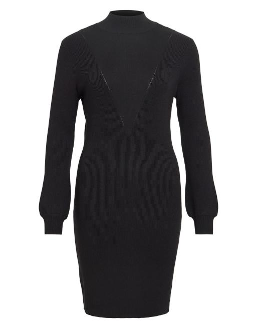 Vila Kalia Minikleid mit hohem Kragen, langärmlig, schmal geschnitten, in Schwarz, 6 von 7