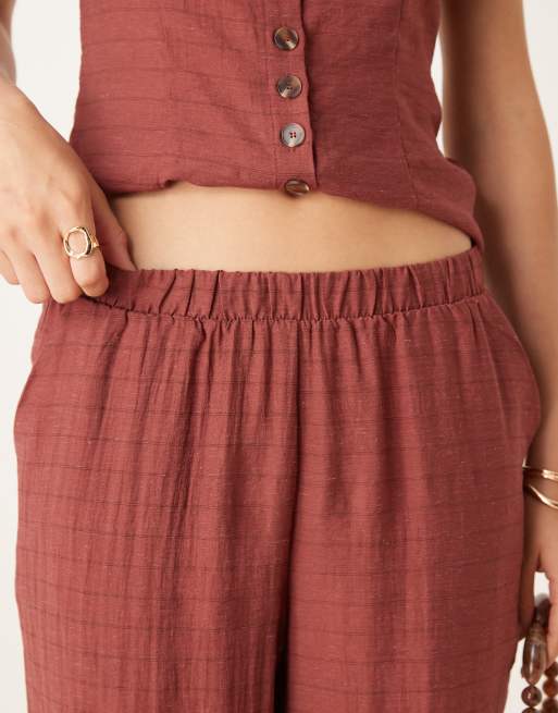 VILA – Karierte Hose in Burnt Henna mit weitem Bein, Kombiteil, 4 von 5
