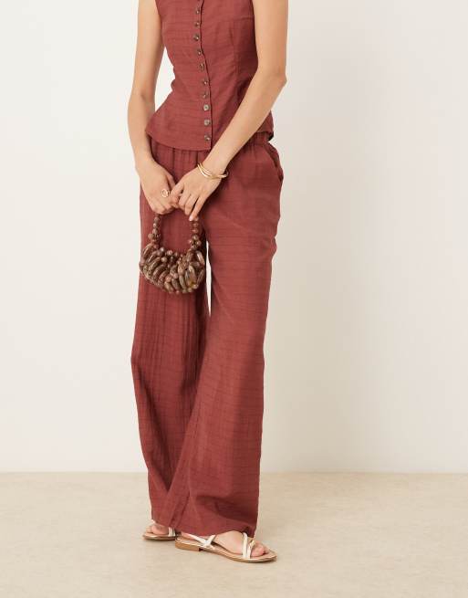 VILA – Karierte Hose in Burnt Henna mit weitem Bein, Kombiteil, 5 von 5