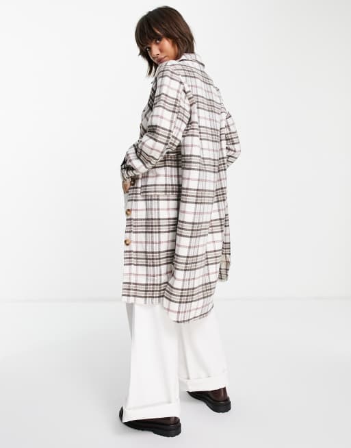 Vila – Karierte Longline-Hemdjacke ASOS