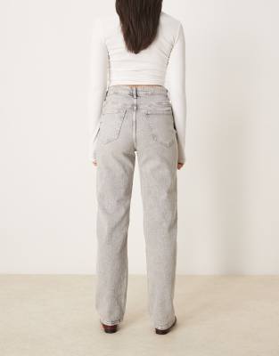 Vila Kelly High Rise Wide Leg Jeans In Gray