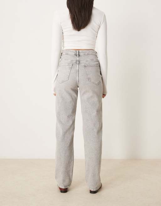 VILA Kelly high waisted wide leg jeans in light grey denim, 2 of 5
